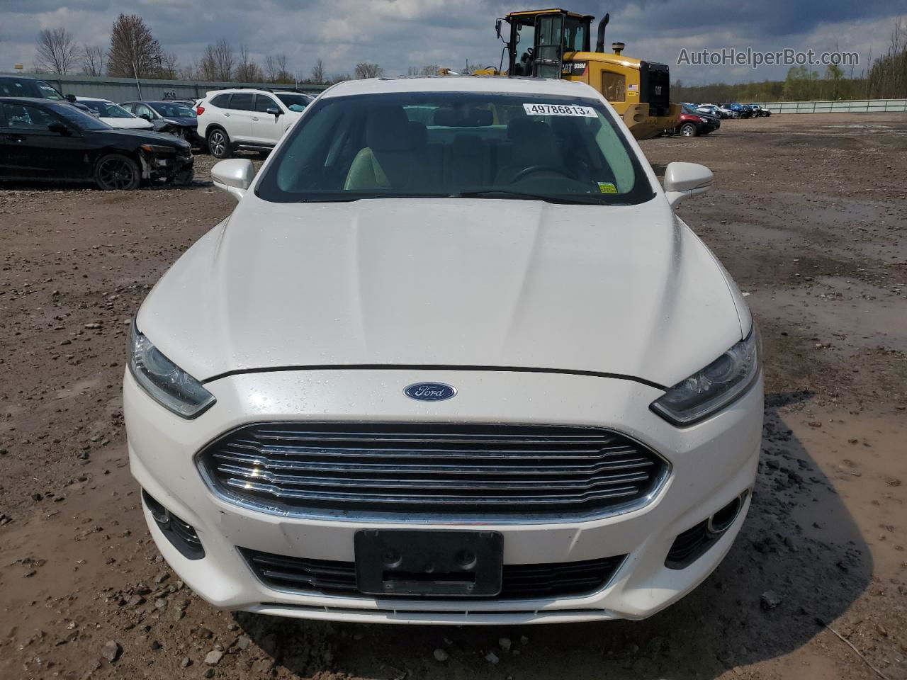 2014 Ford Fusion Titanium White vin: 3FA6P0D9XER223755