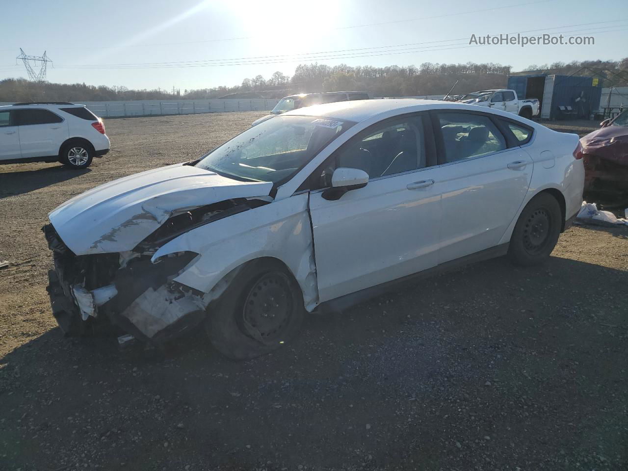 2014 Ford Fusion S White vin: 3FA6P0G71ER331577