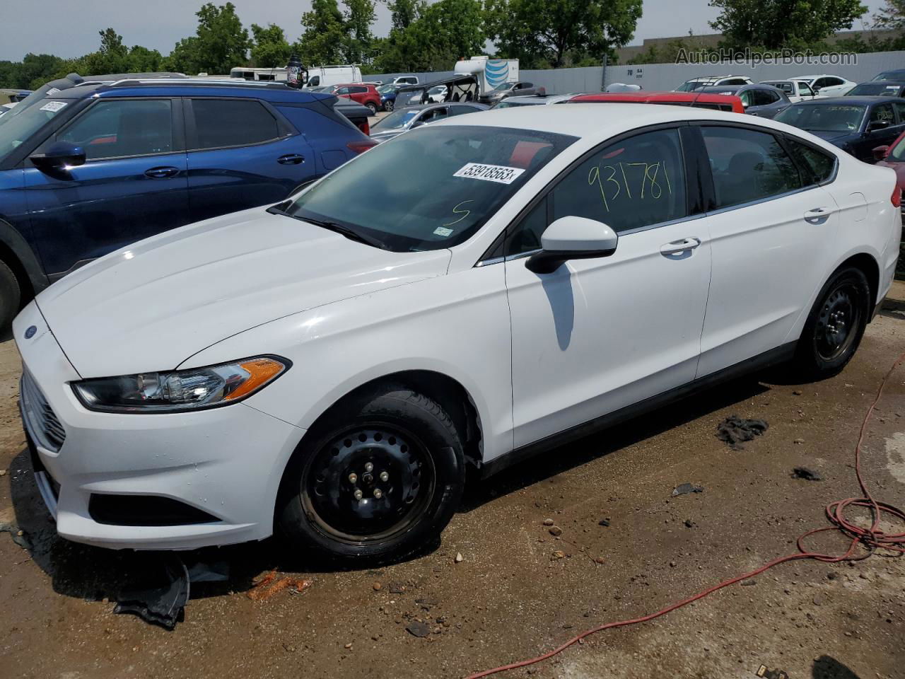 2014 Ford Fusion S White vin: 3FA6P0G71ER382982