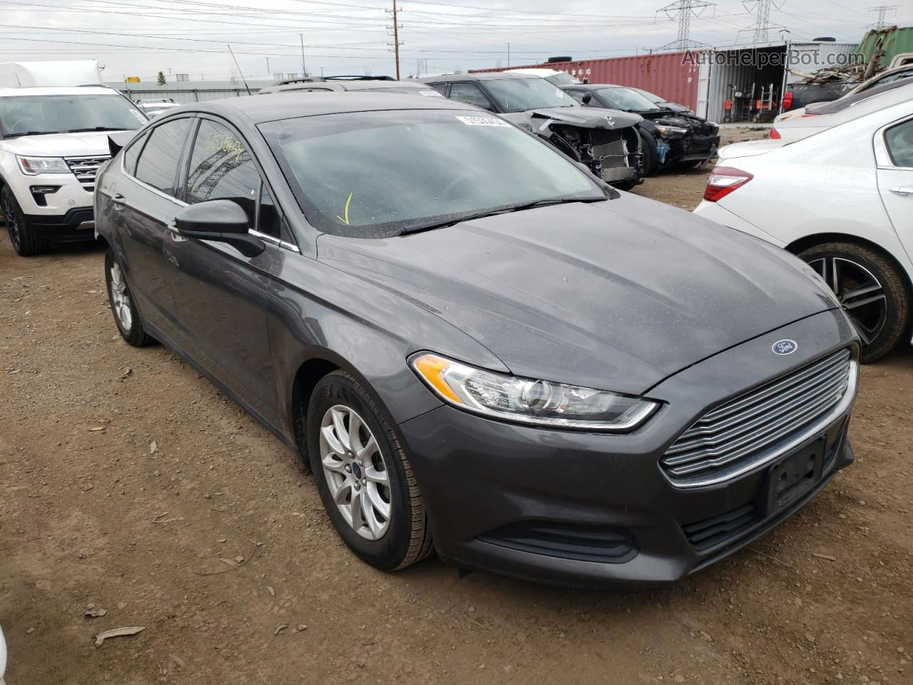 2016 Ford Fusion S Gray vin: 3FA6P0G71GR235872