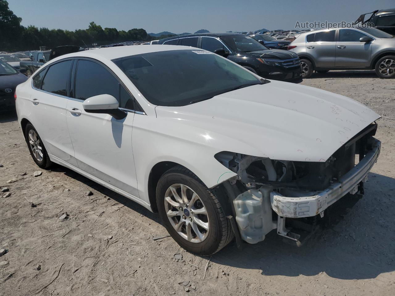 2017 Ford Fusion S White vin: 3FA6P0G72HR164280