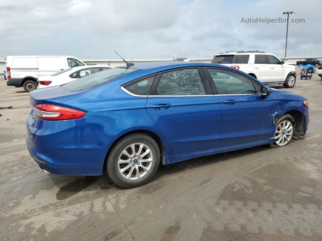 2017 Ford Fusion S Blue vin: 3FA6P0G72HR412950