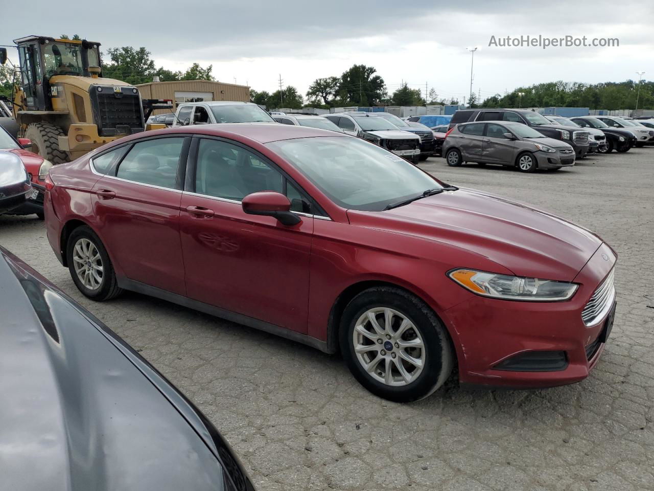 2015 Ford Fusion S Red vin: 3FA6P0G73FR143967