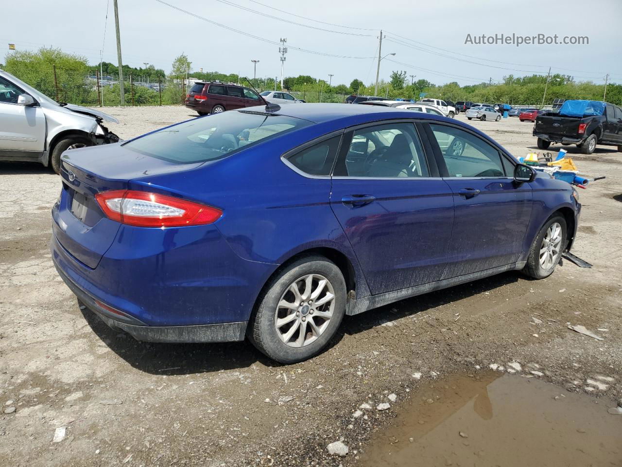 2015 Ford Fusion S Blue vin: 3FA6P0G73FR222054