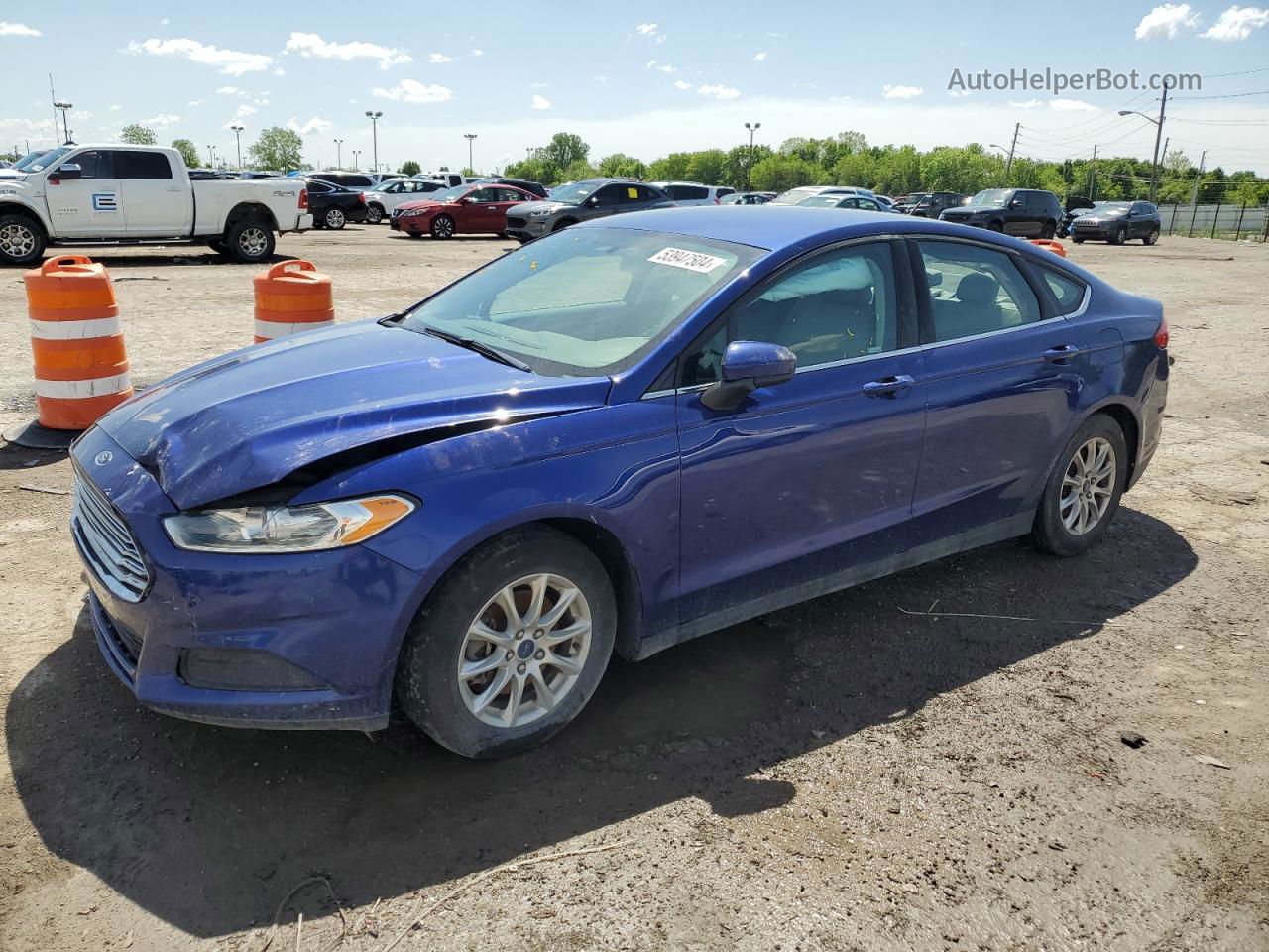 2015 Ford Fusion S Blue vin: 3FA6P0G73FR222054