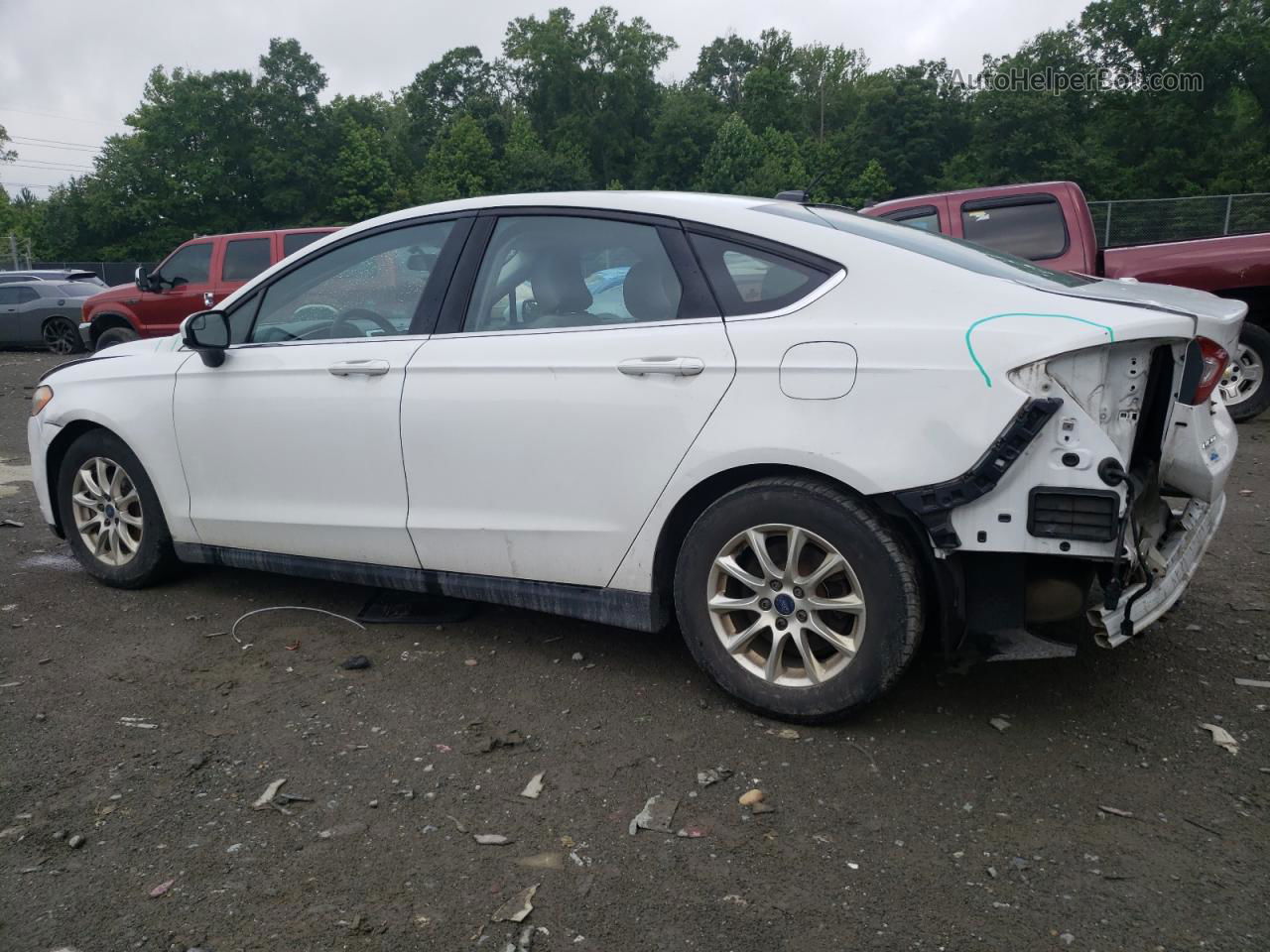 2015 Ford Fusion S White vin: 3FA6P0G73FR301692