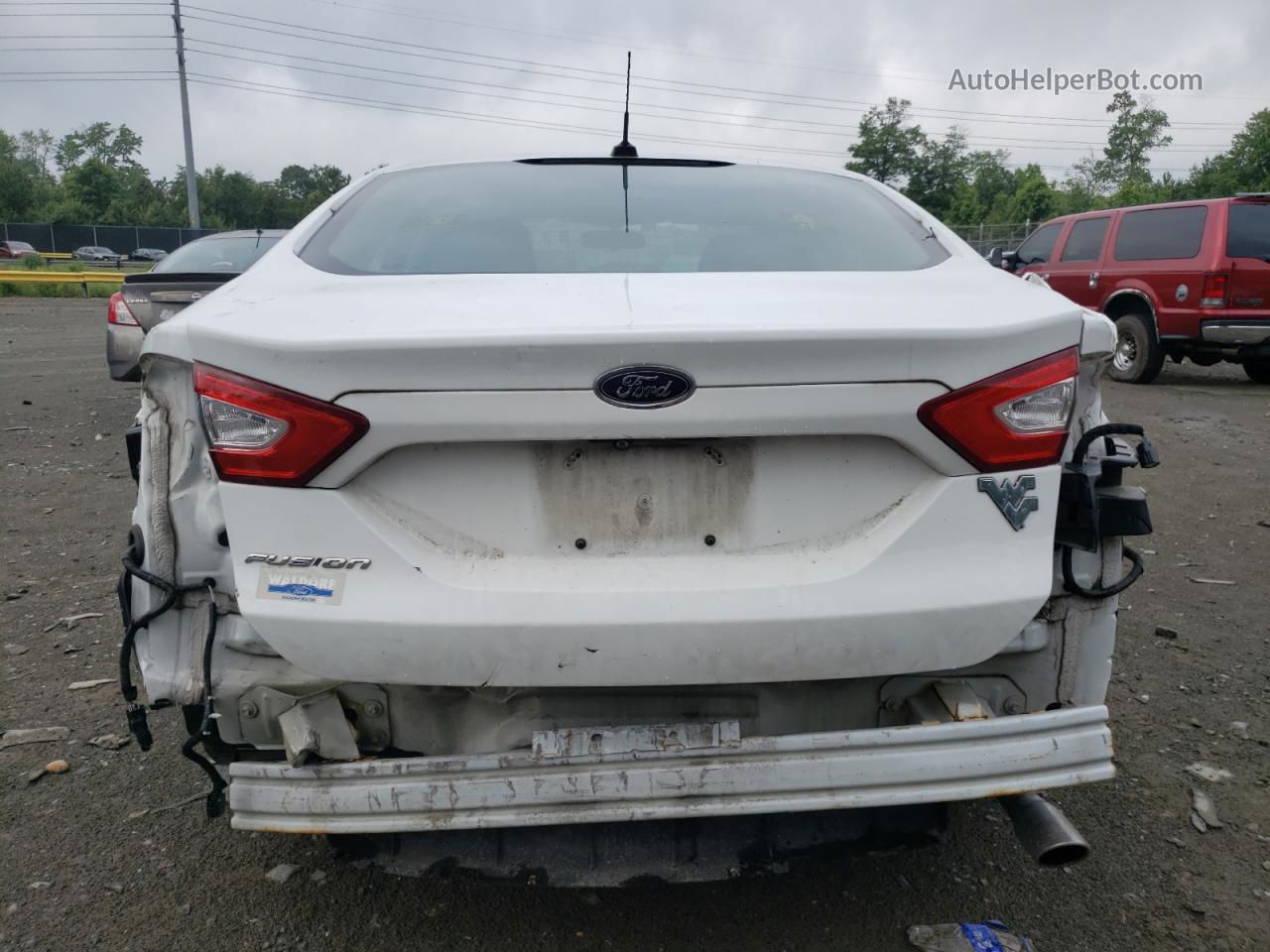 2015 Ford Fusion S White vin: 3FA6P0G73FR301692