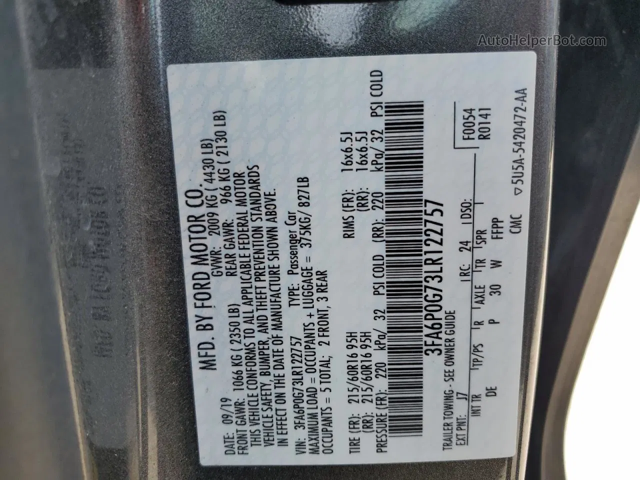 2020 Ford Fusion S Gray vin: 3FA6P0G73LR122757