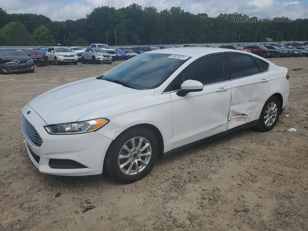 2015 Ford Fusion S White vin: 3FA6P0G74FR196452