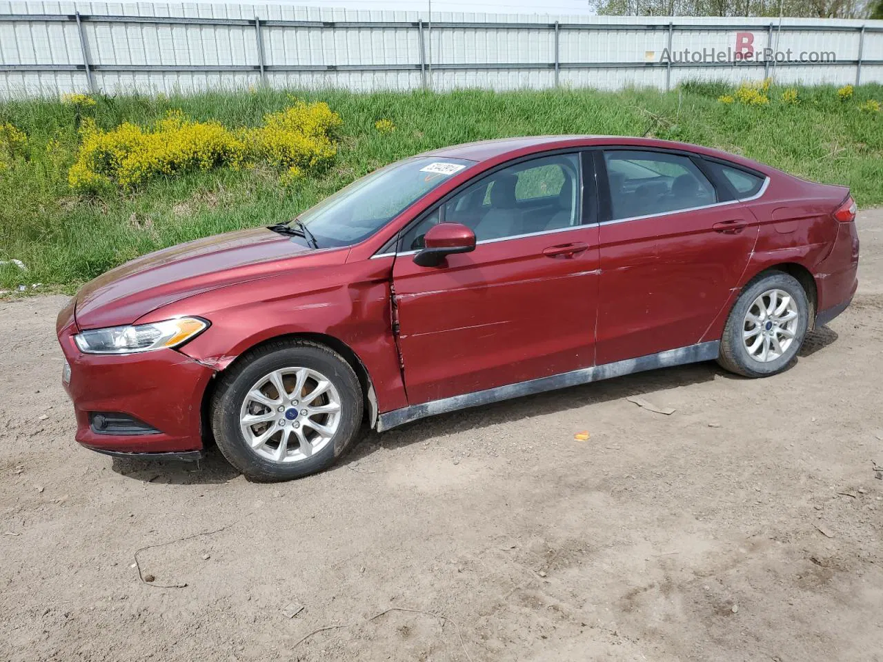 2016 Ford Fusion S Бордовый vin: 3FA6P0G74GR153635