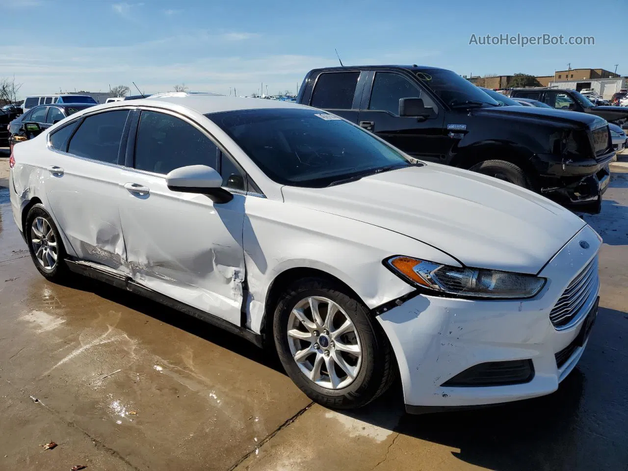 2016 Ford Fusion S White vin: 3FA6P0G74GR193049