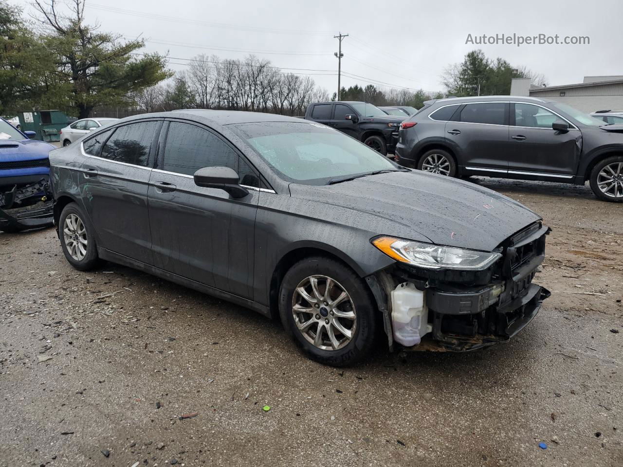 2017 Ford Fusion S Gray vin: 3FA6P0G74HR104128