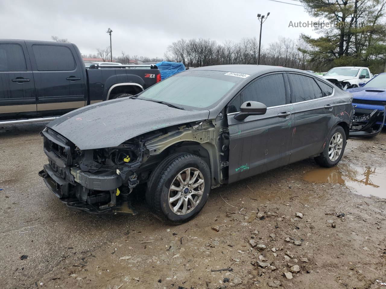 2017 Ford Fusion S Серый vin: 3FA6P0G74HR104128