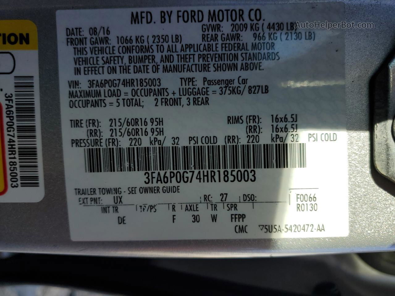 2017 Ford Fusion S Silver vin: 3FA6P0G74HR185003
