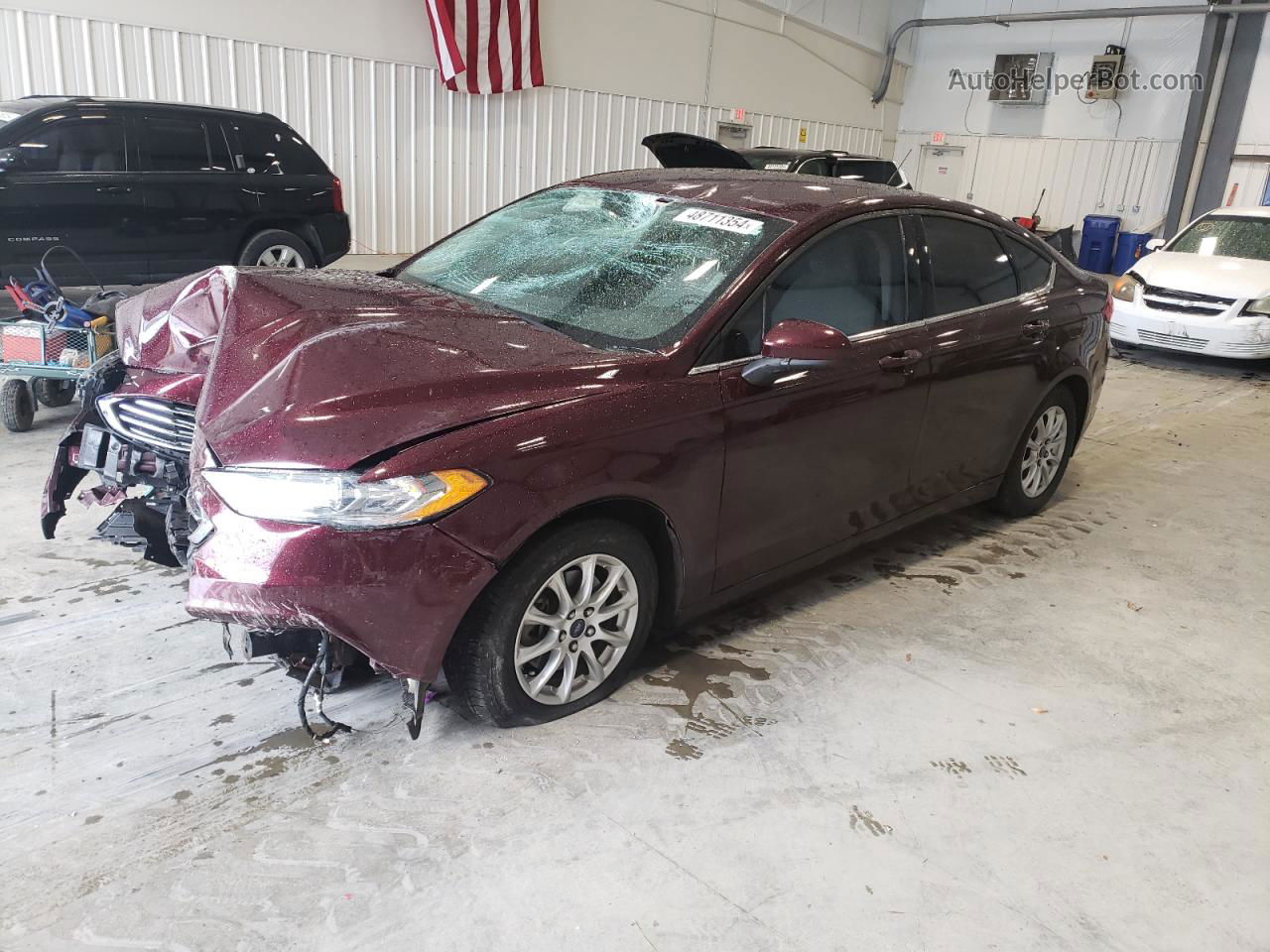 2017 Ford Fusion S Burgundy vin: 3FA6P0G74HR226326