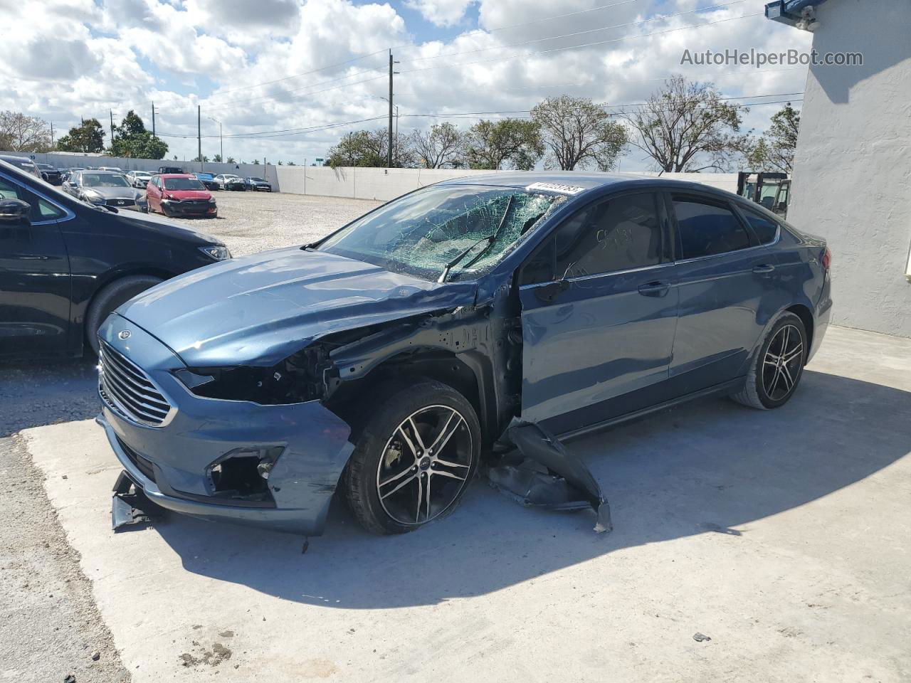 2019 Ford Fusion S Blue vin: 3FA6P0G74KR213650