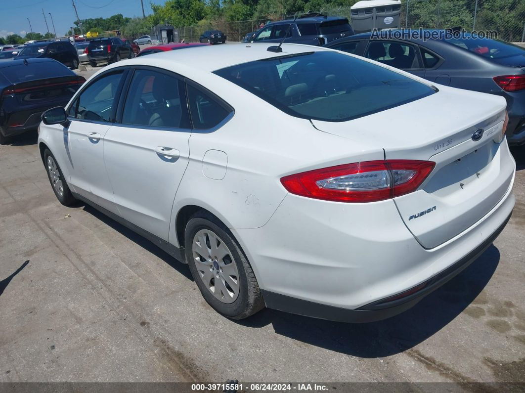 2013 Ford Fusion S White vin: 3FA6P0G75DR253206