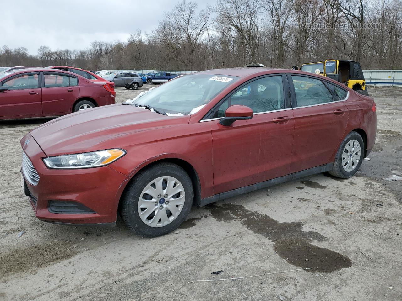 2014 Ford Fusion S Red vin: 3FA6P0G75ER266586