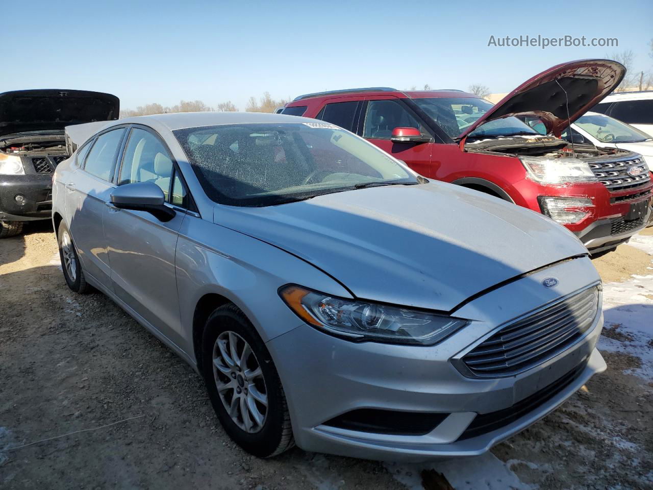 2017 Ford Fusion S Silver vin: 3FA6P0G75HR231521