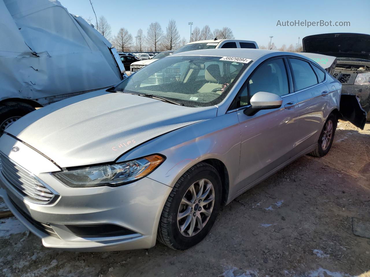 2017 Ford Fusion S Silver vin: 3FA6P0G75HR231521