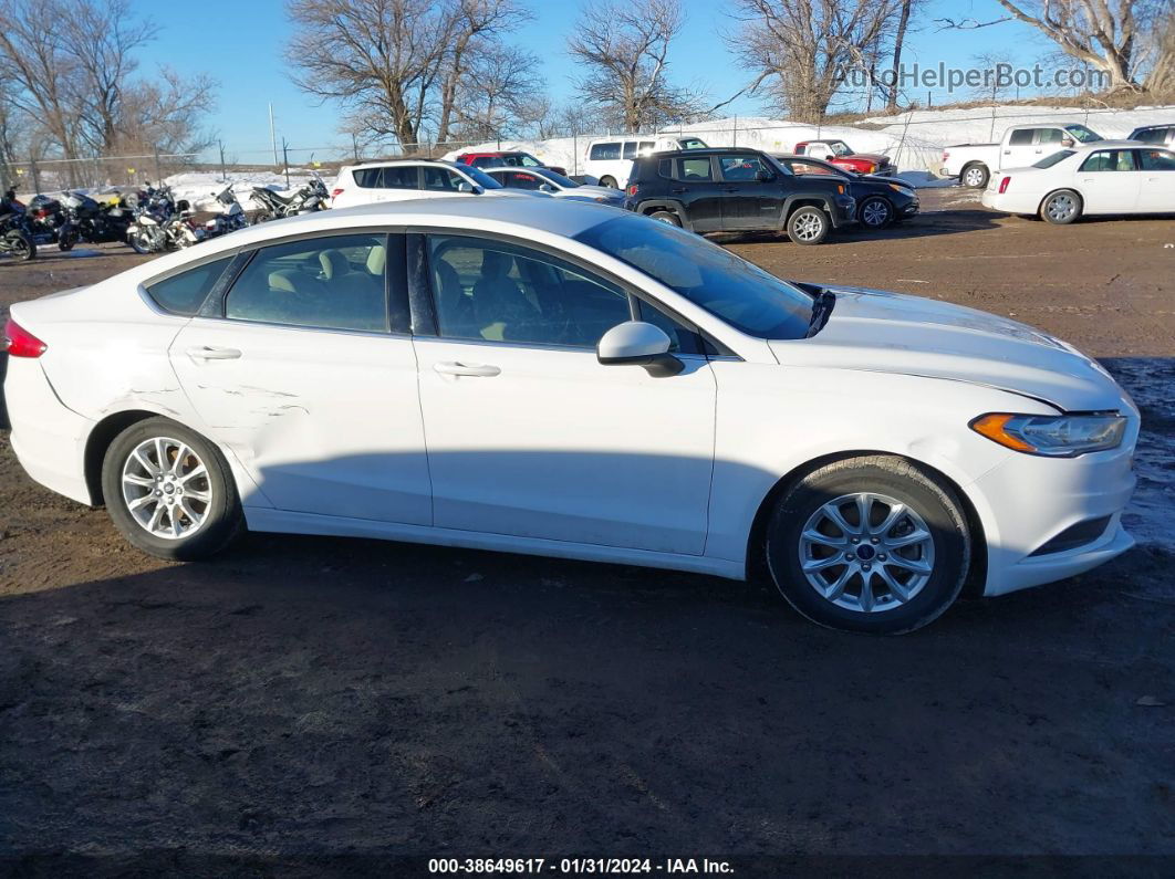 2017 Ford Fusion S White vin: 3FA6P0G75HR386926