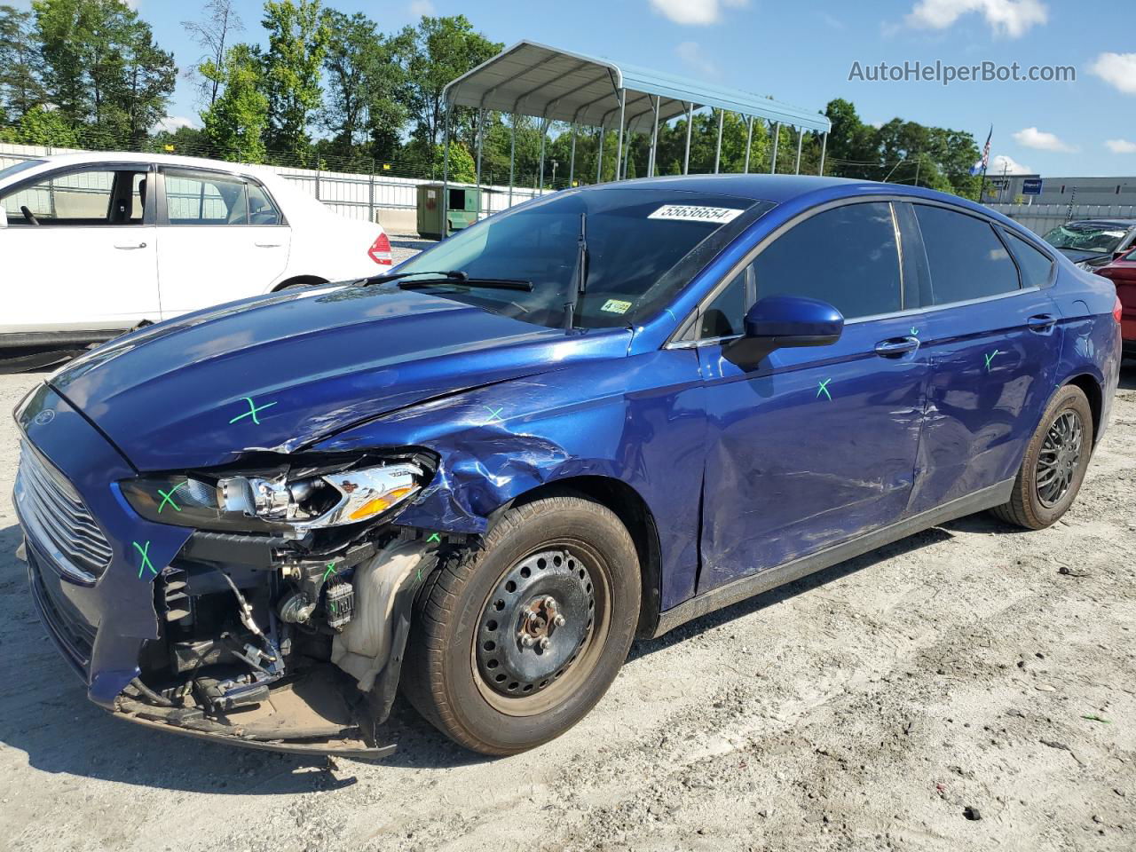 2013 Ford Fusion S Blue vin: 3FA6P0G76DR258351