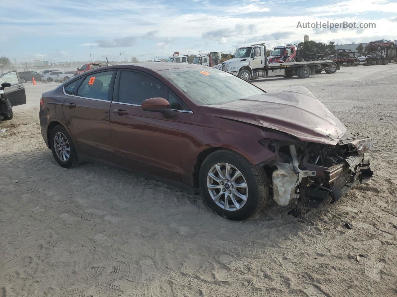 2015 Ford Fusion S Brown vin: 3FA6P0G76FR178115