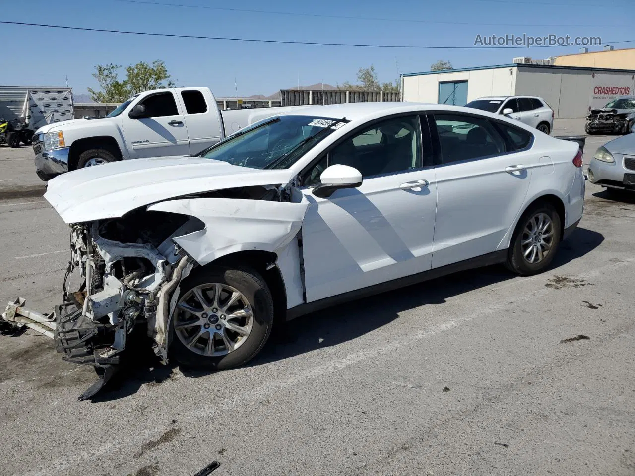 2015 Ford Fusion S White vin: 3FA6P0G76FR182942