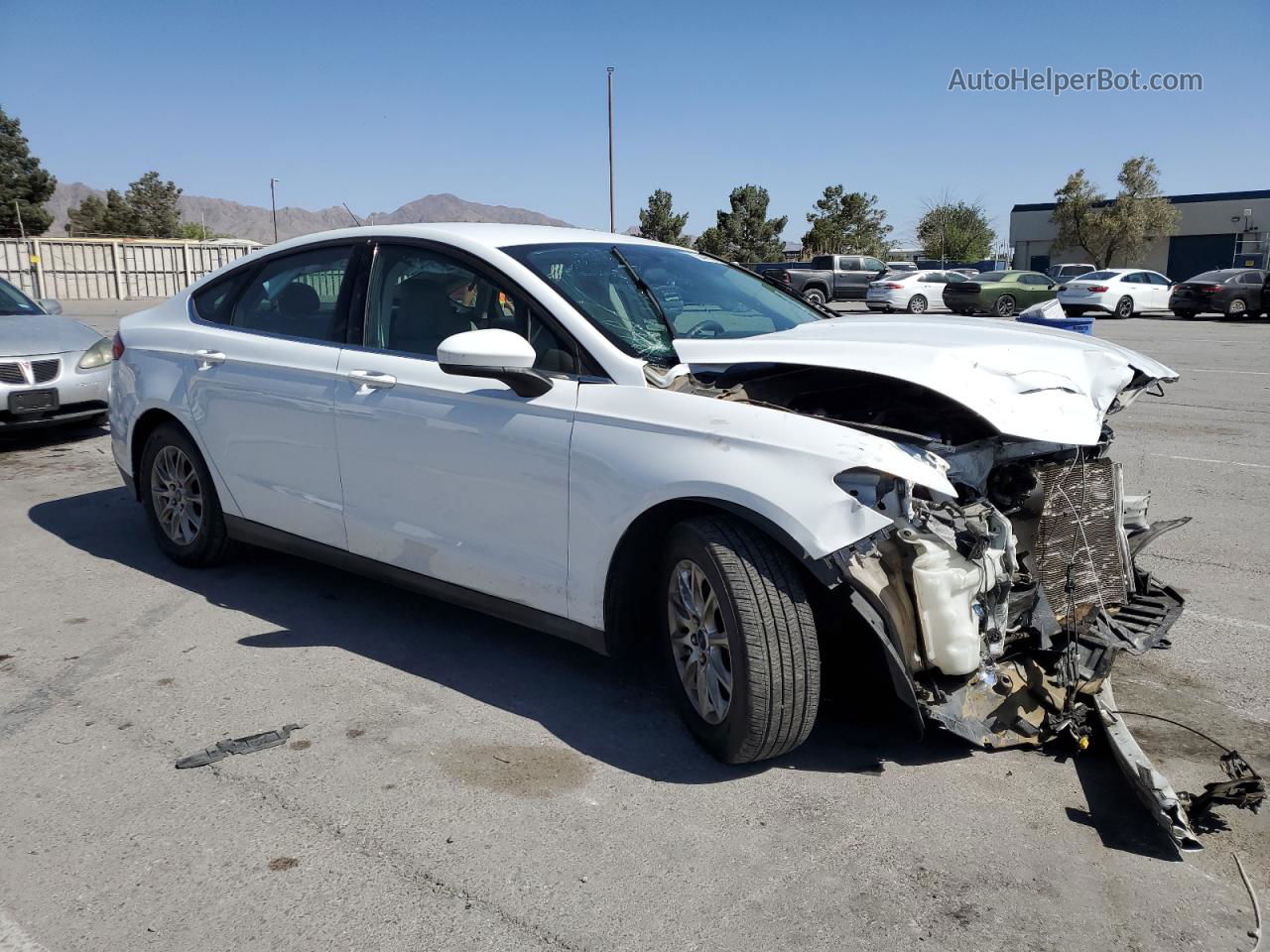 2015 Ford Fusion S White vin: 3FA6P0G76FR182942