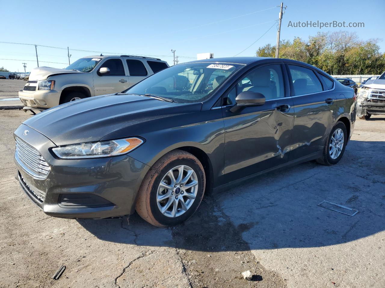 2016 Ford Fusion S Gray vin: 3FA6P0G76GR214242