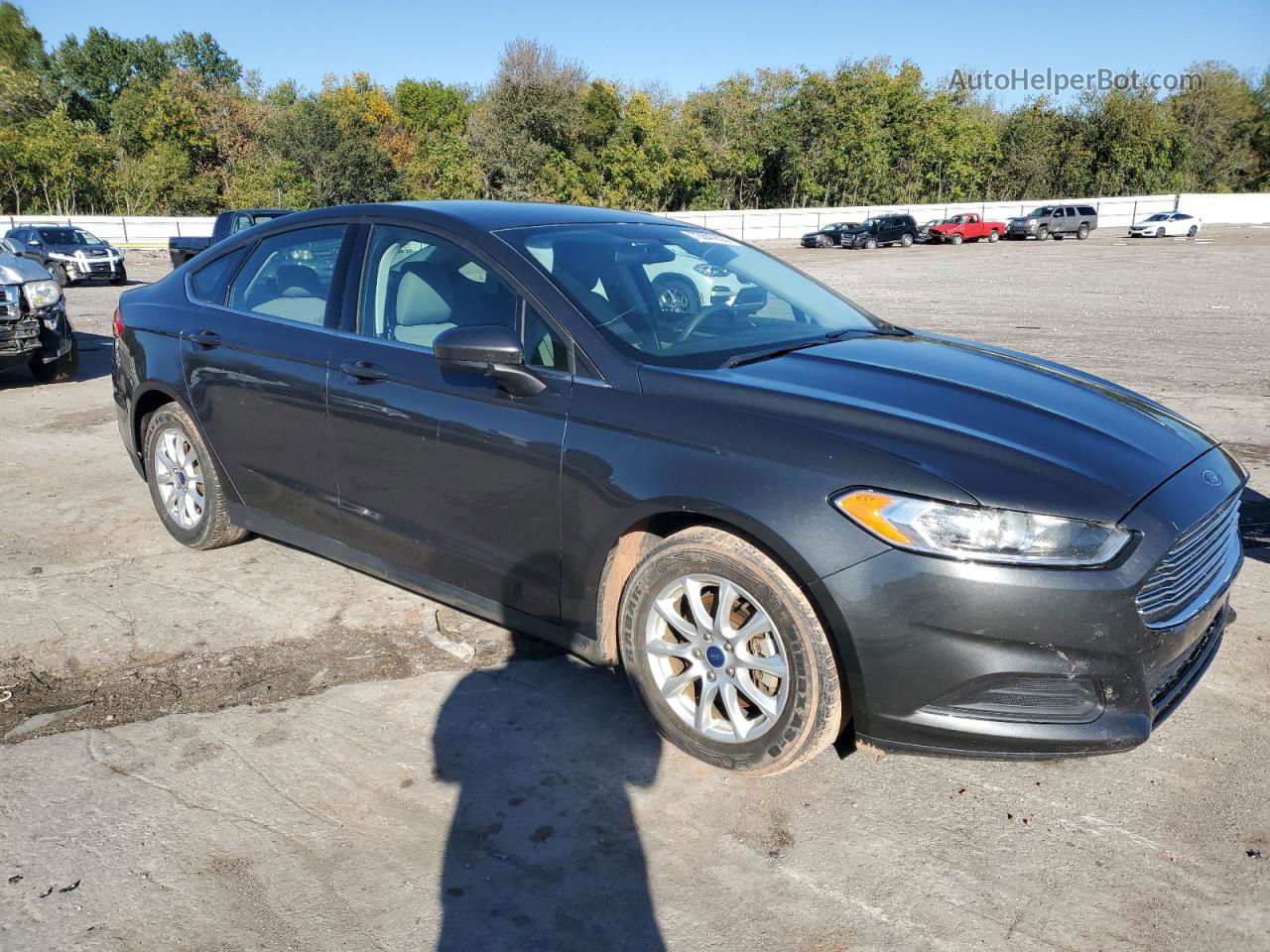 2016 Ford Fusion S Gray vin: 3FA6P0G76GR214242