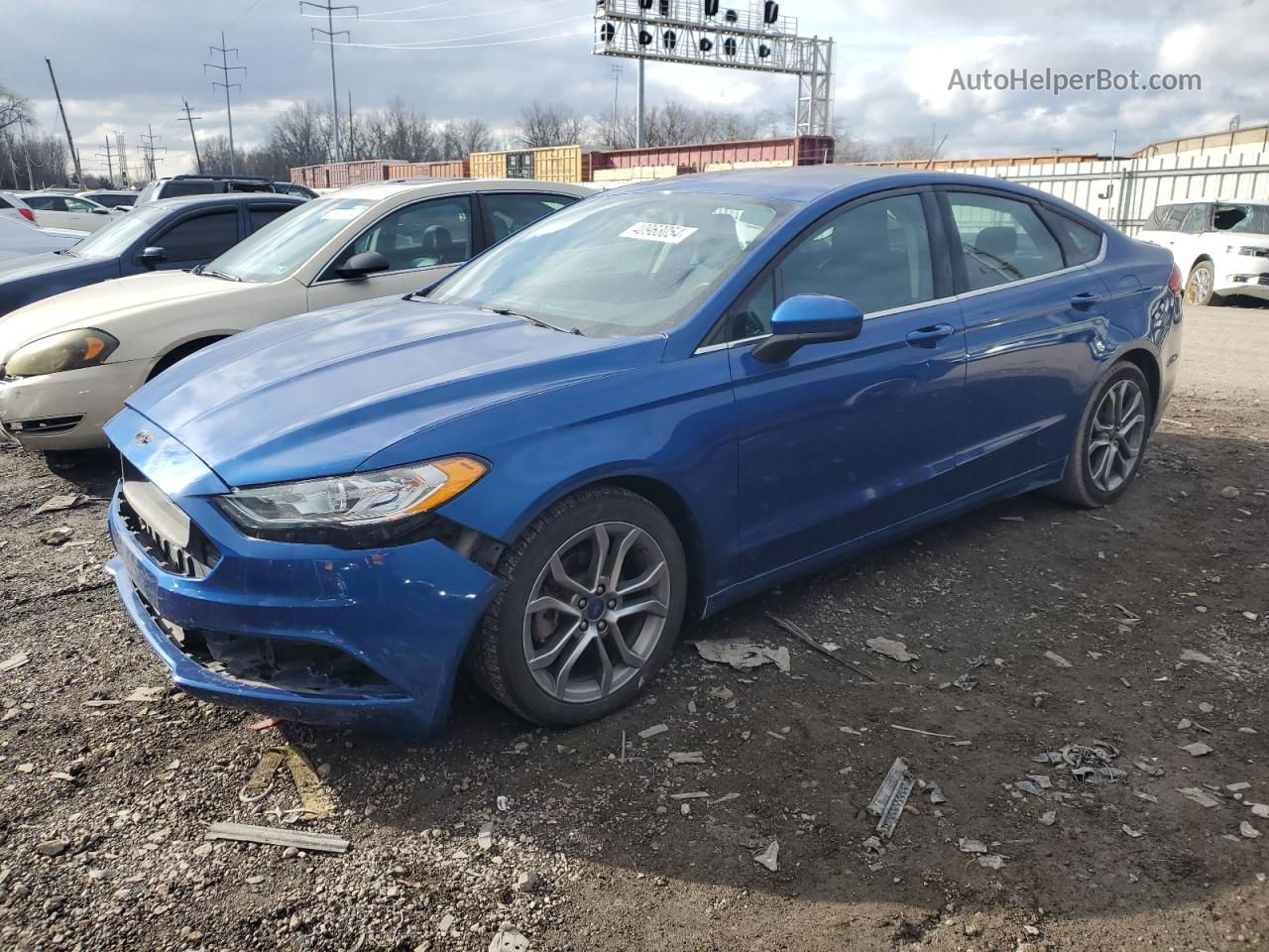 2017 Ford Fusion S Blue vin: 3FA6P0G76HR241152