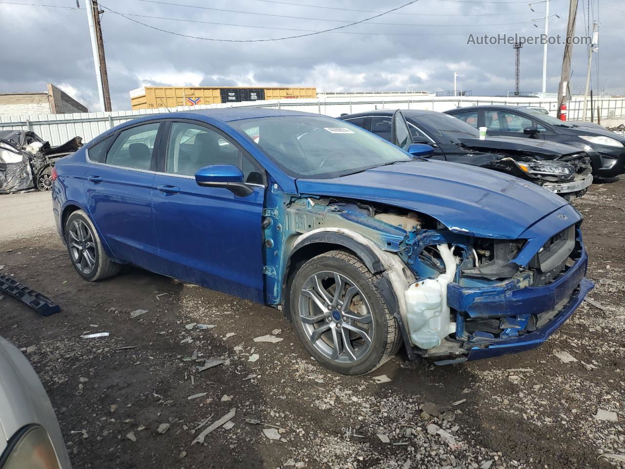 2017 Ford Fusion S Blue vin: 3FA6P0G76HR241152