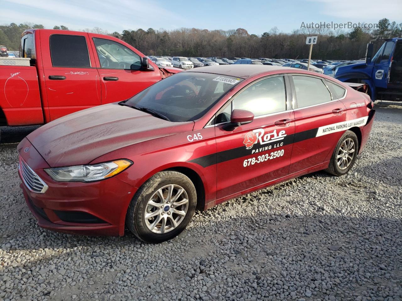 2017 Ford Fusion S Red vin: 3FA6P0G76HR368967