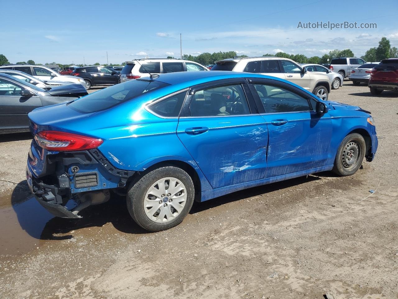 2019 Ford Fusion S Blue vin: 3FA6P0G76KR281268