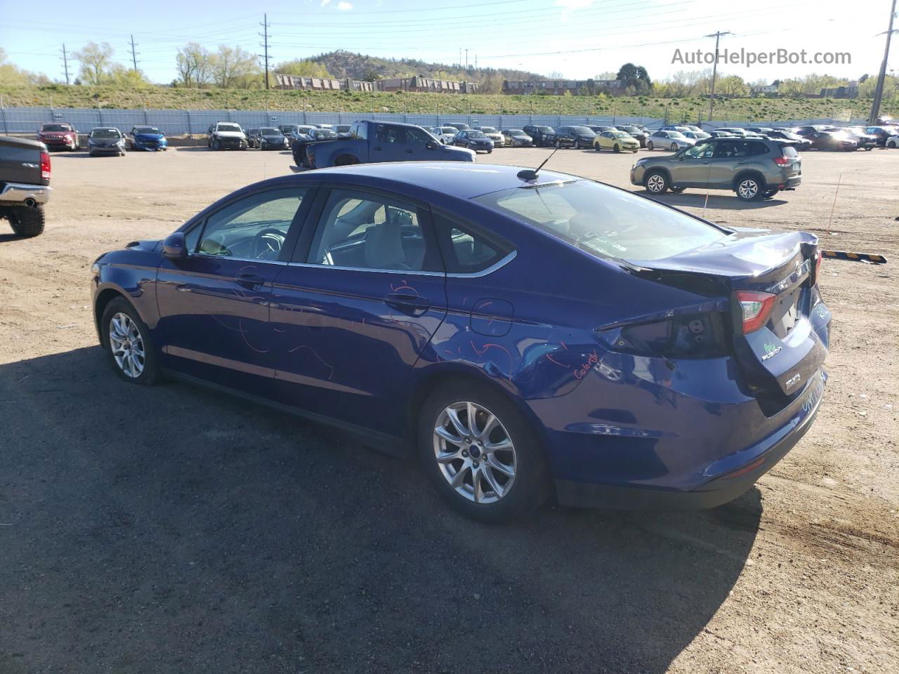 2015 Ford Fusion S Blue vin: 3FA6P0G77FR293970