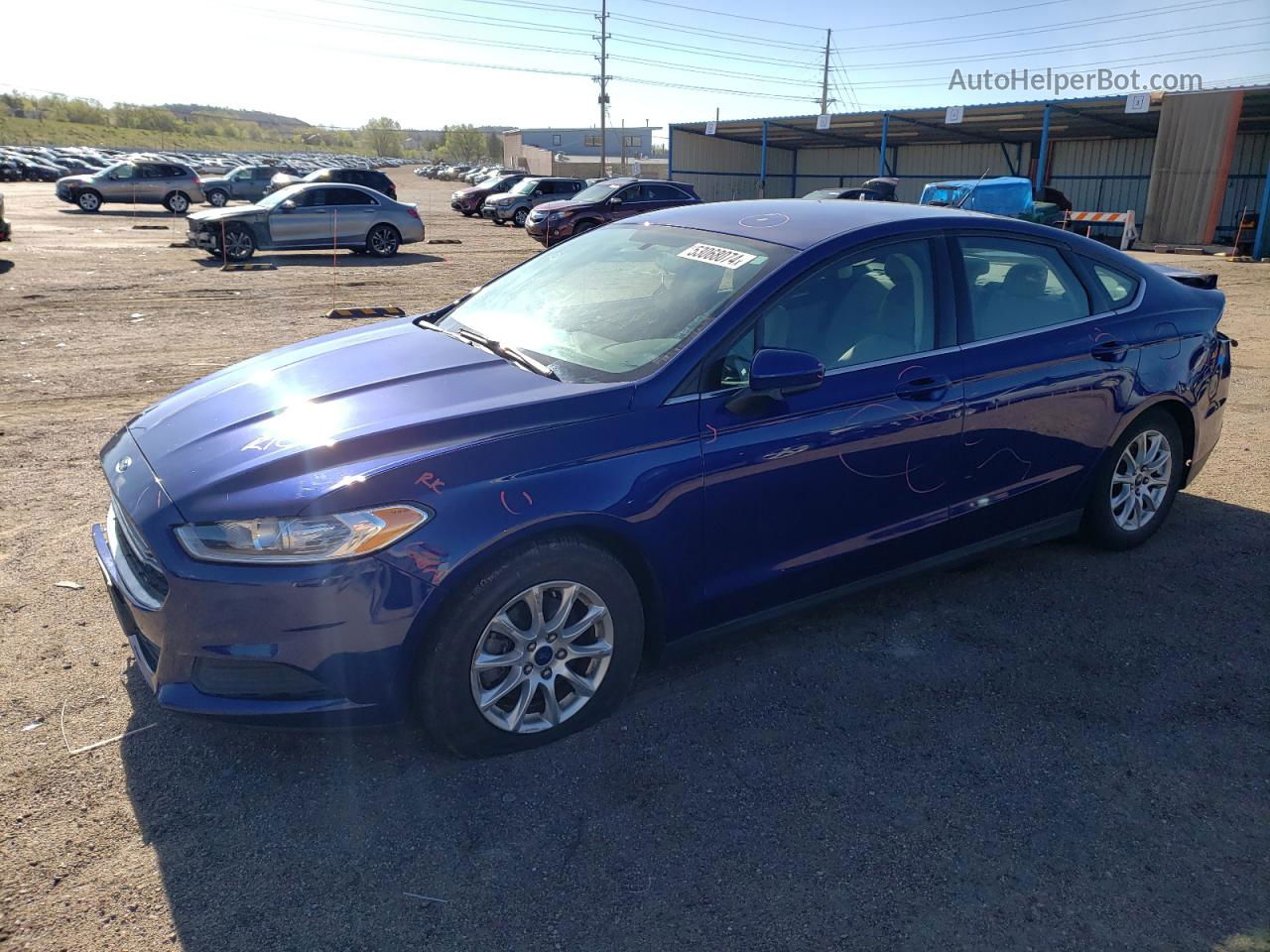 2015 Ford Fusion S Синий vin: 3FA6P0G77FR293970