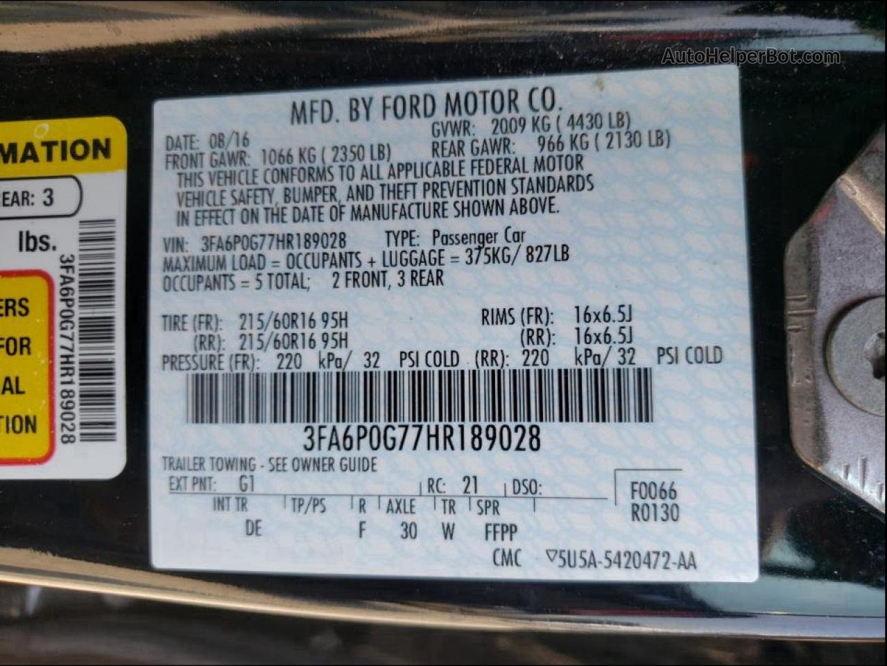 2017 Ford Fusion S Black vin: 3FA6P0G77HR189028