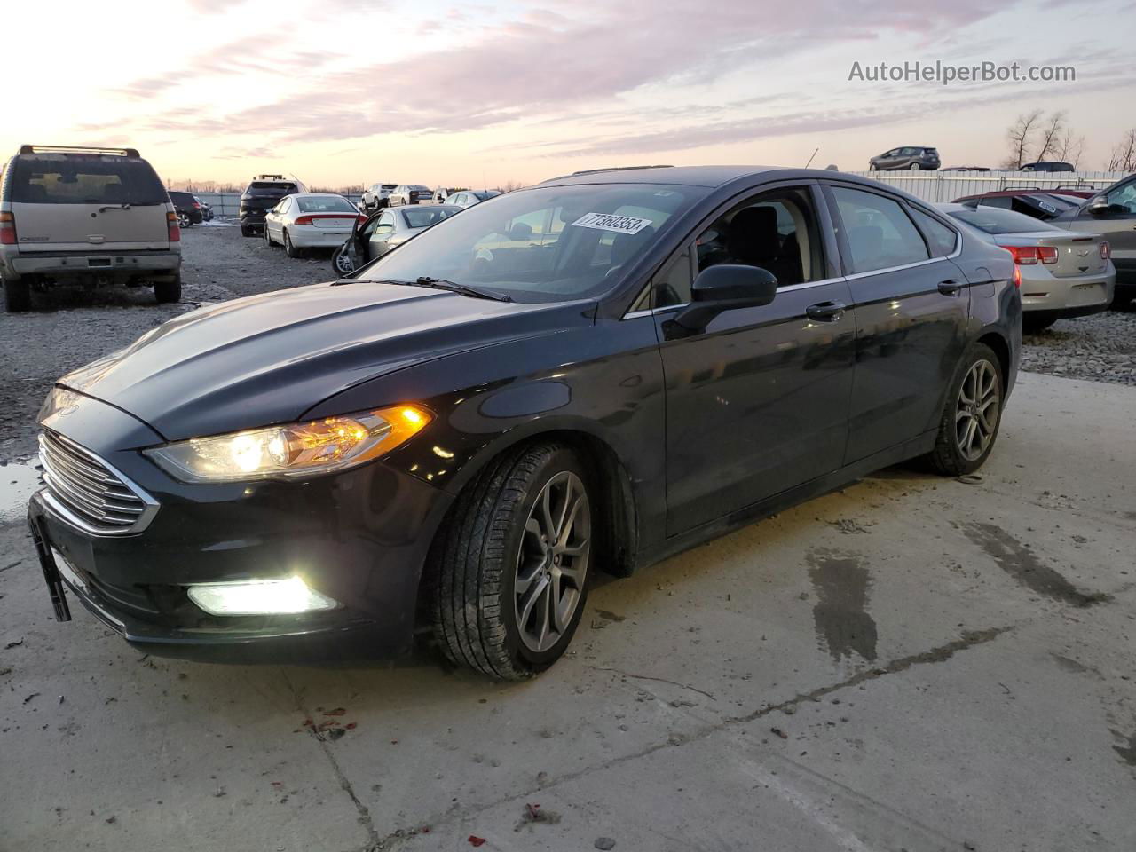 2017 Ford Fusion S Black vin: 3FA6P0G77HR304985