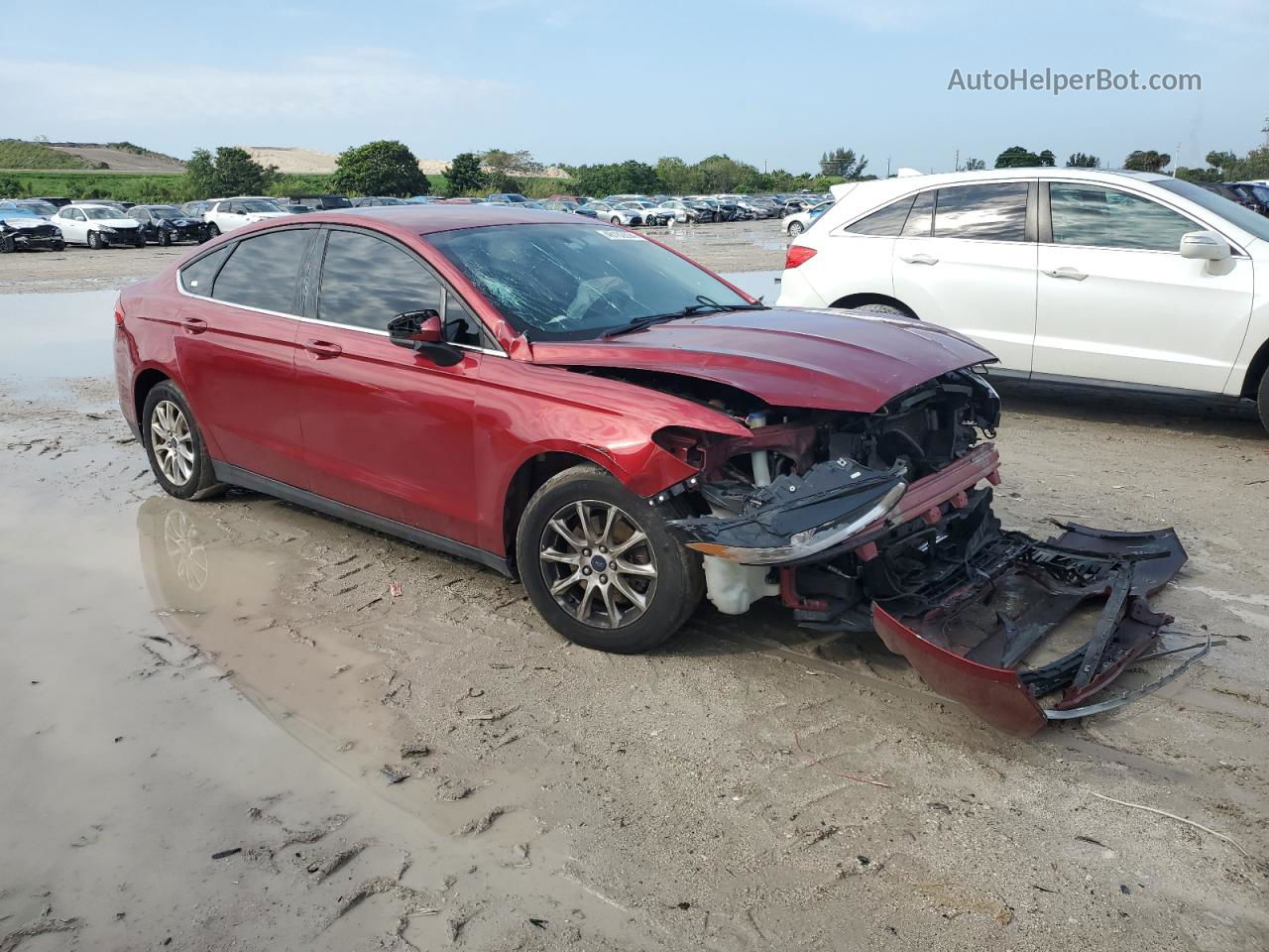 2016 Ford Fusion S Red vin: 3FA6P0G78GR171149