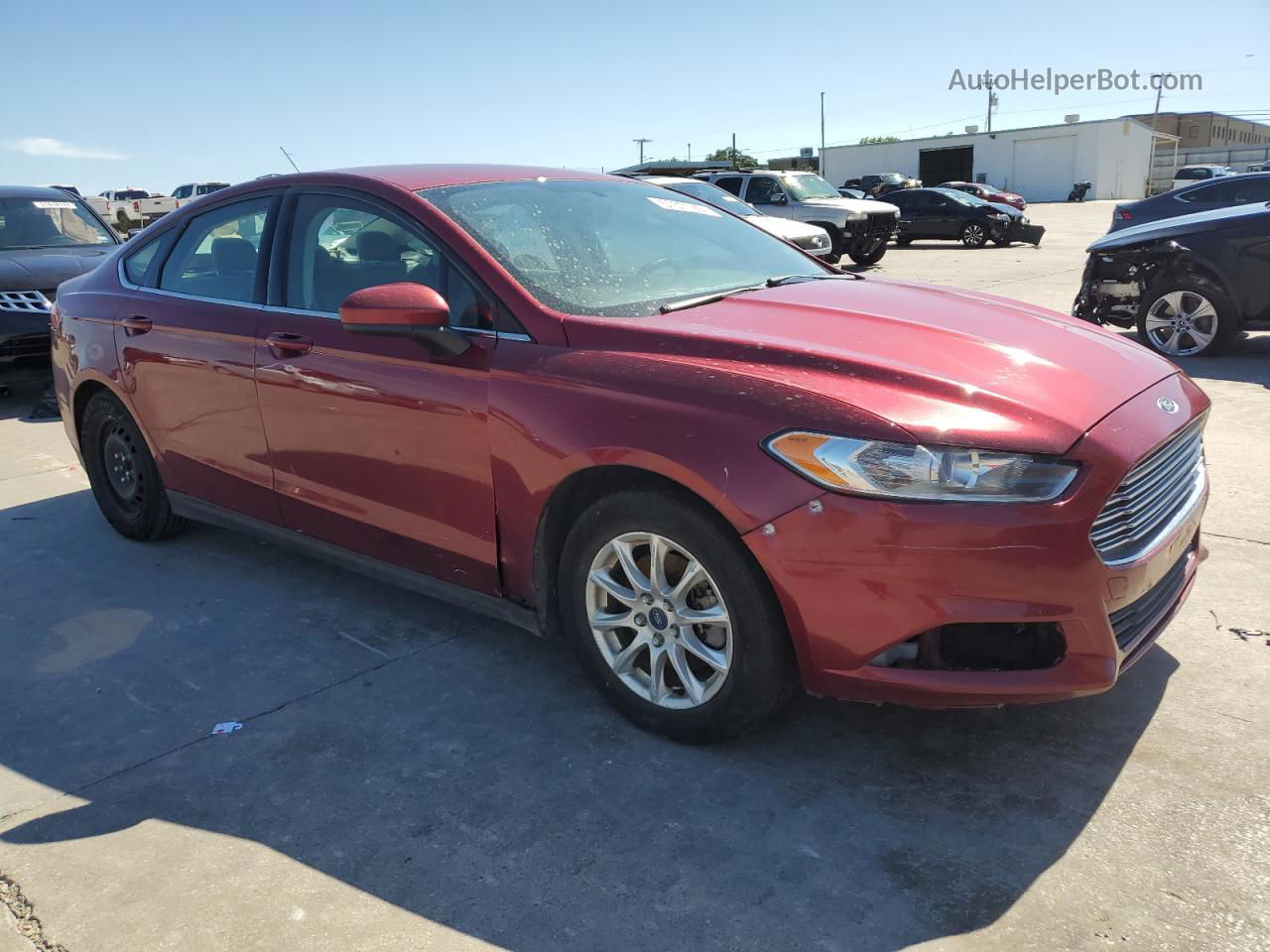 2016 Ford Fusion S Red vin: 3FA6P0G78GR327612