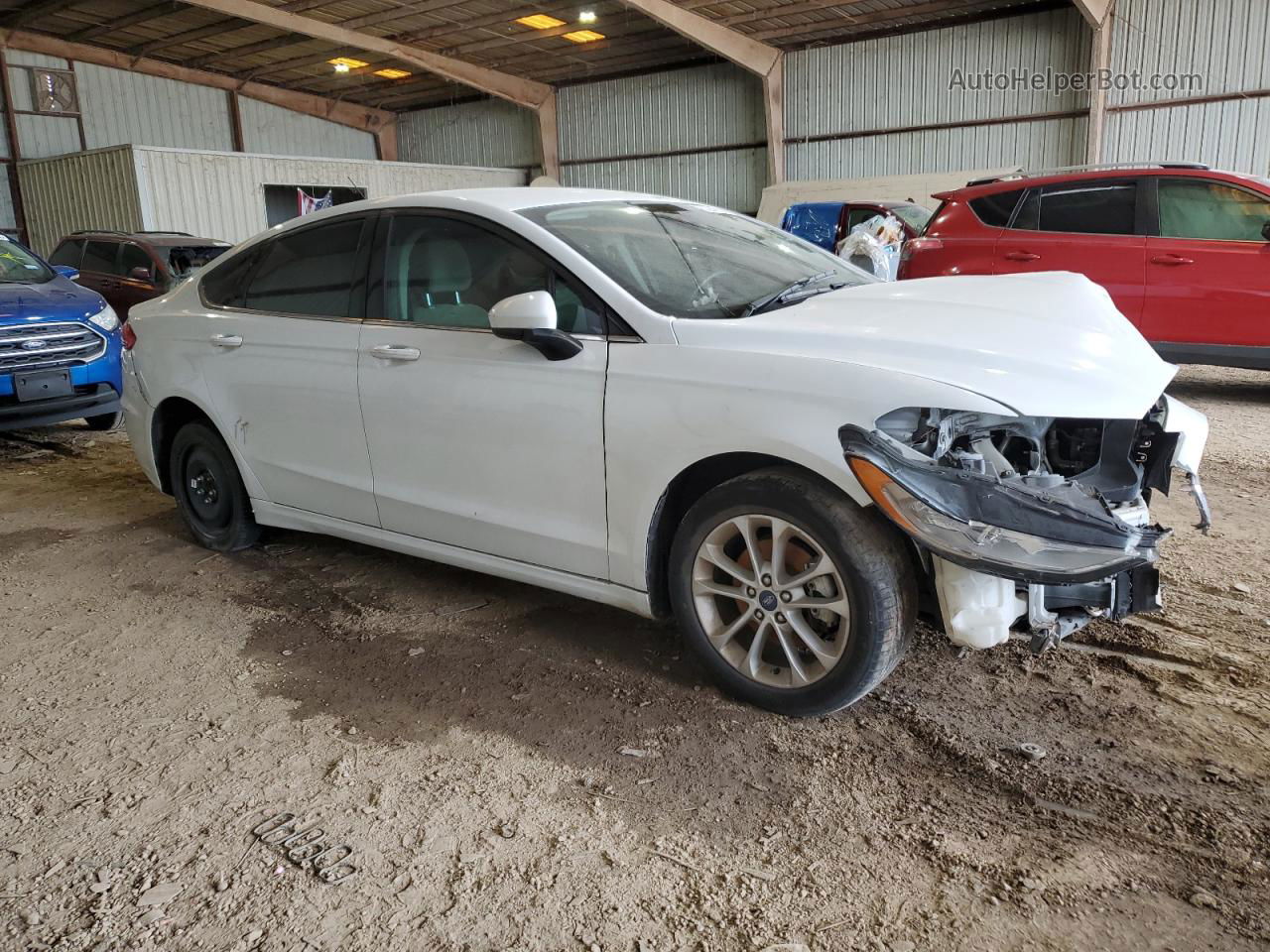 2019 Ford Fusion S White vin: 3FA6P0G78KR132733