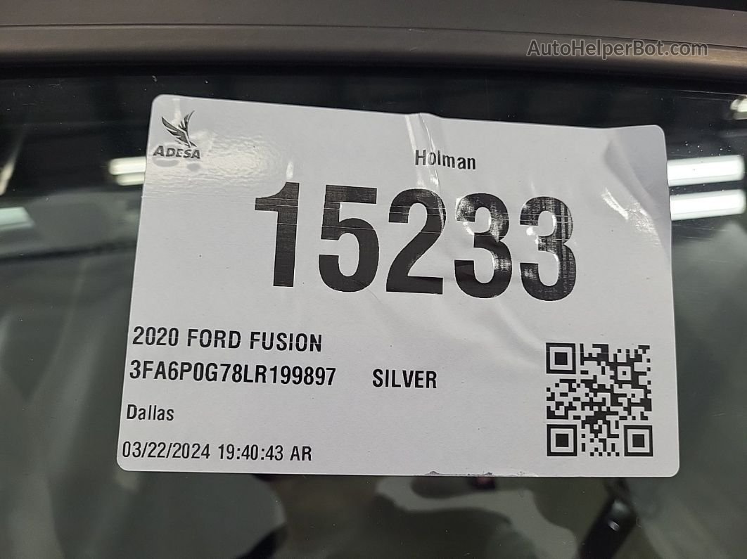 2020 Ford Fusion S vin: 3FA6P0G78LR199897