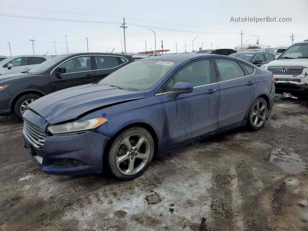 2016 Ford Fusion S Синий vin: 3FA6P0G79GR144476