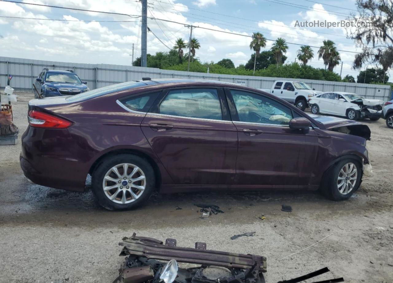 2017 Ford Fusion S Burgundy vin: 3FA6P0G79HR184722