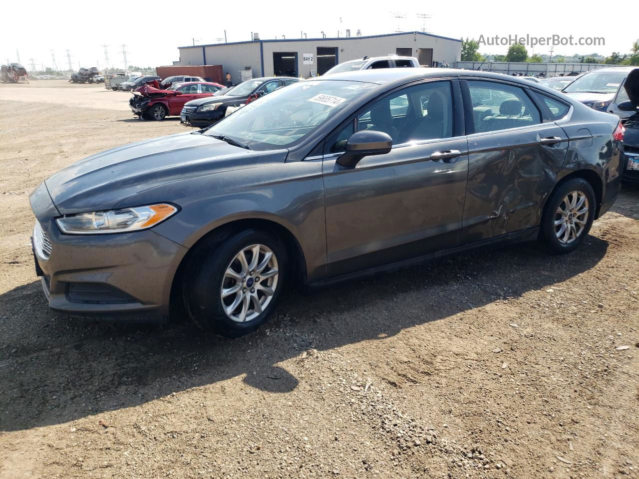 2015 Ford Fusion S Gray vin: 3FA6P0G7XFR253009