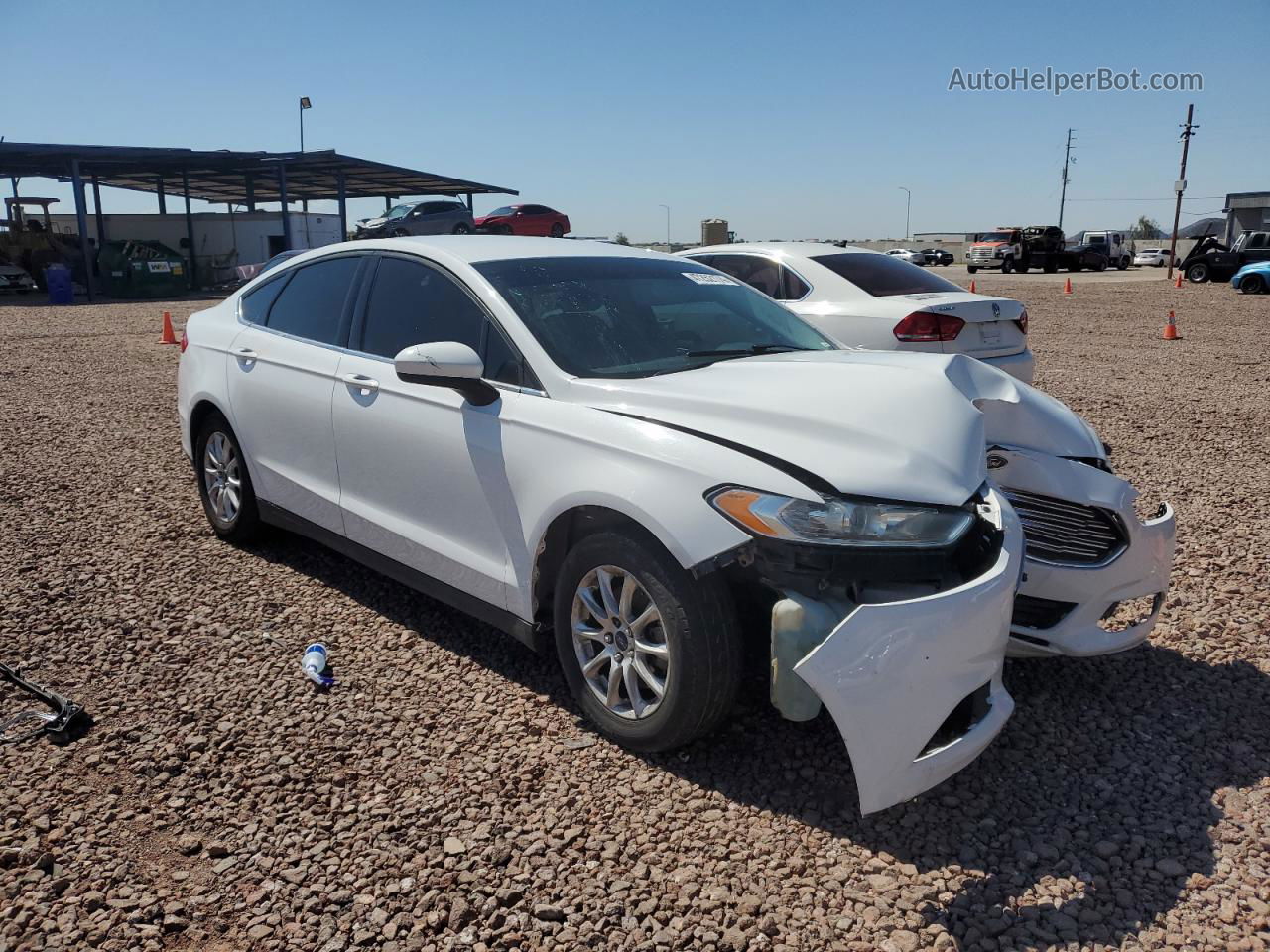 2016 Ford Fusion S White vin: 3FA6P0G7XGR328406