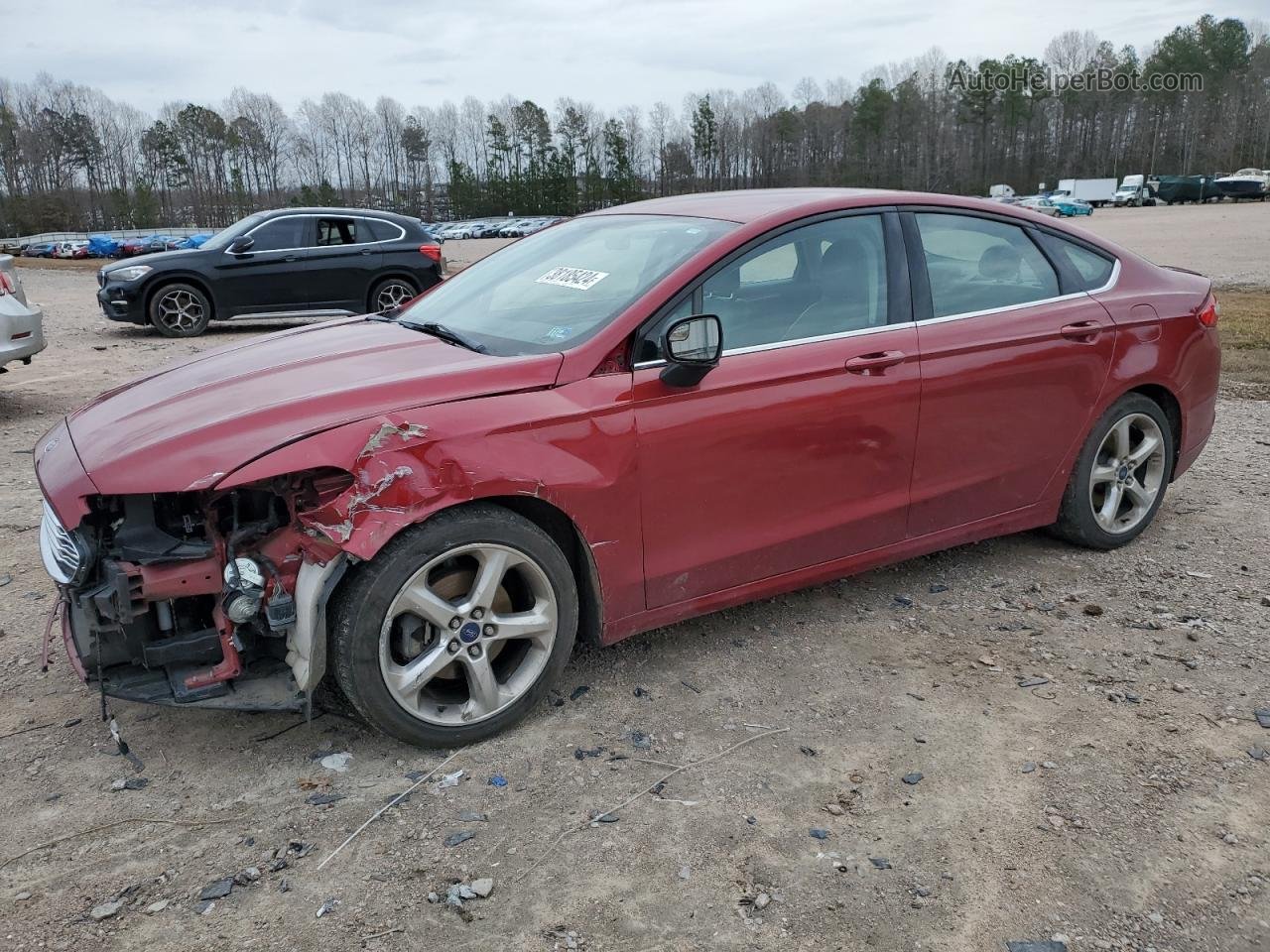2016 Ford Fusion S Red vin: 3FA6P0G7XGR338725