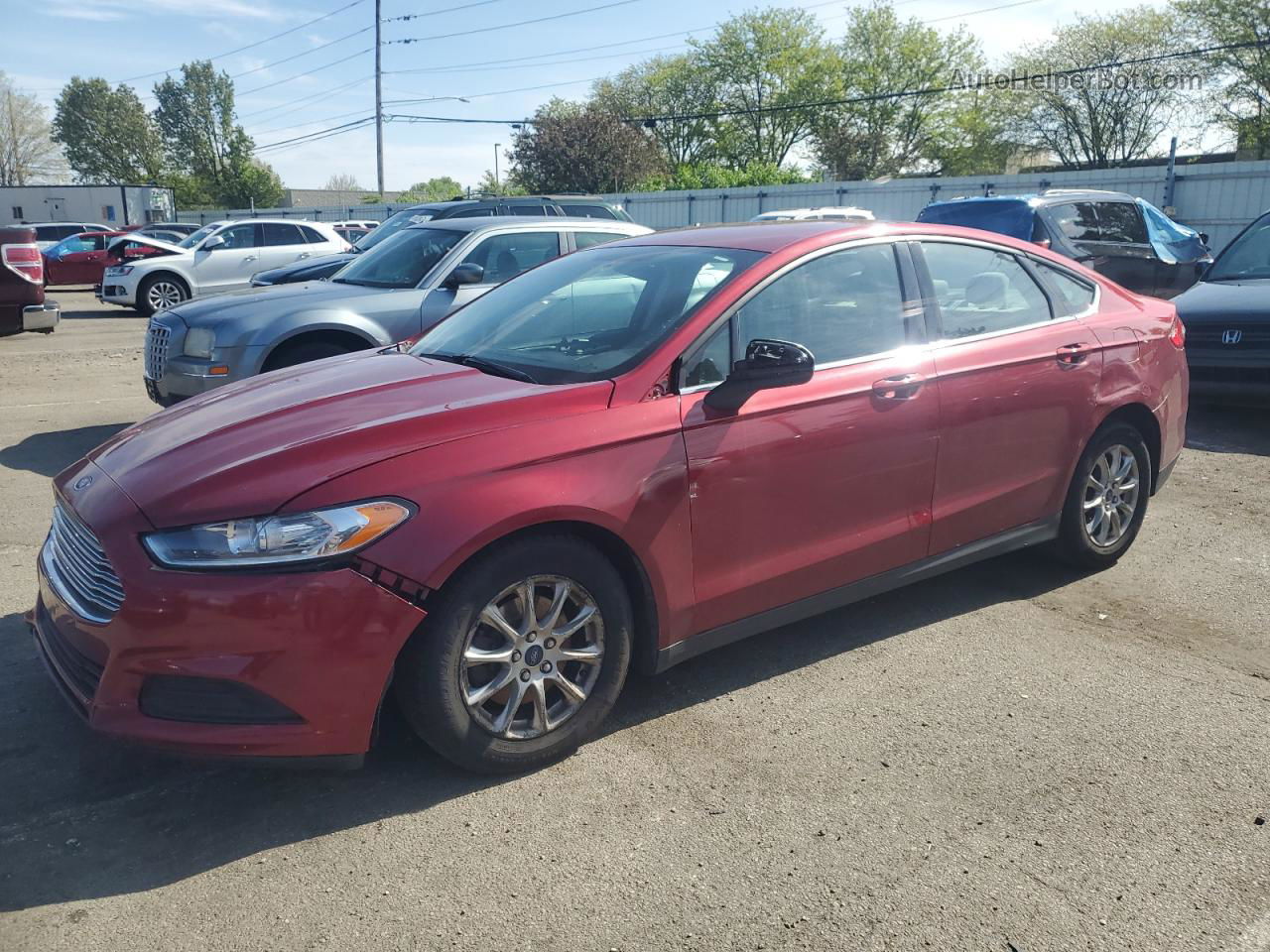 2016 Ford Fusion S Red vin: 3FA6P0G7XGR398276