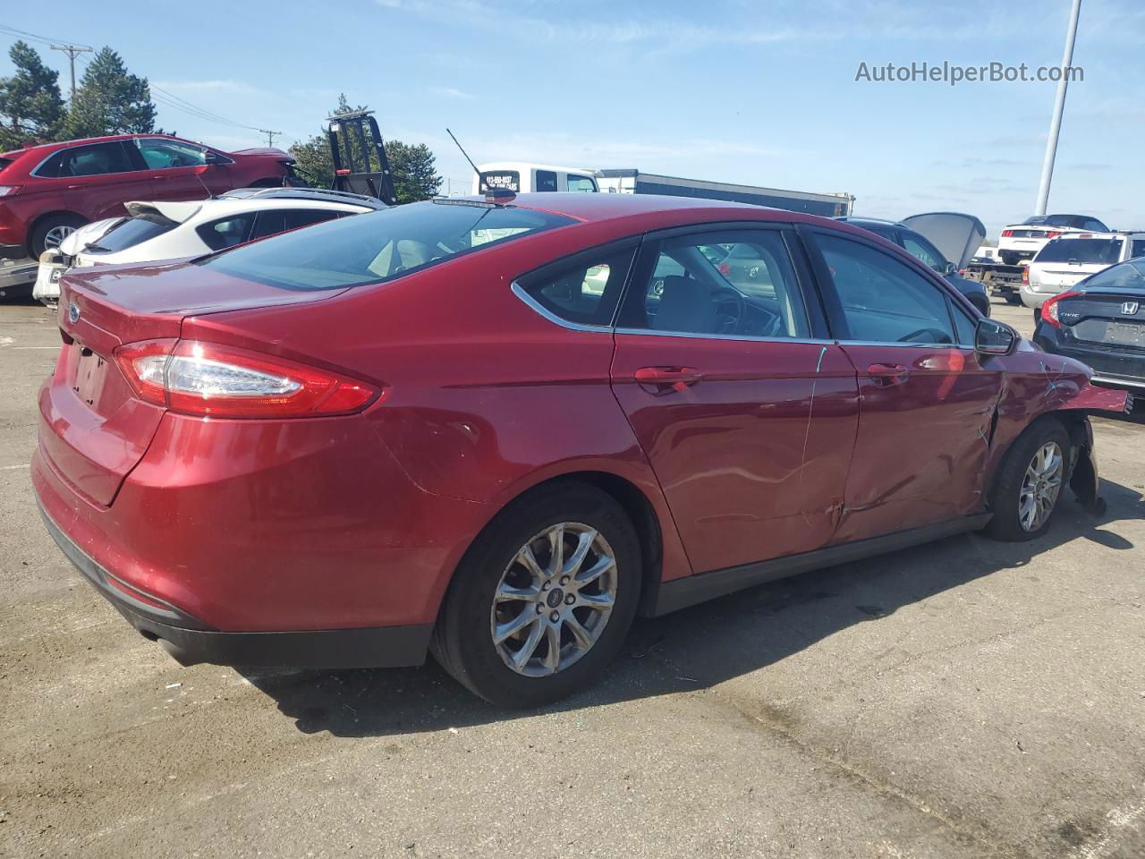 2016 Ford Fusion S Red vin: 3FA6P0G7XGR398276